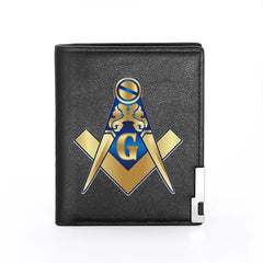 Leather Freemasonry Wallet Men Women Credit Card Holder Money Bag