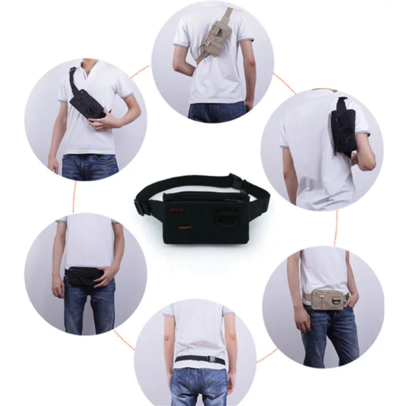 Men Women Nylon 4 Pockets Waterproof Waist Packs Wear Resistant Fanny Pack