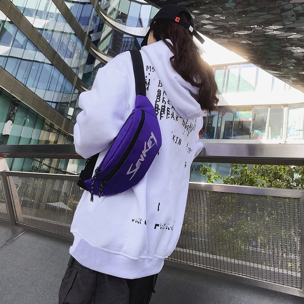 Reflective Waist Bag Fanny Packs Male Chest Bag Crossbody Bag