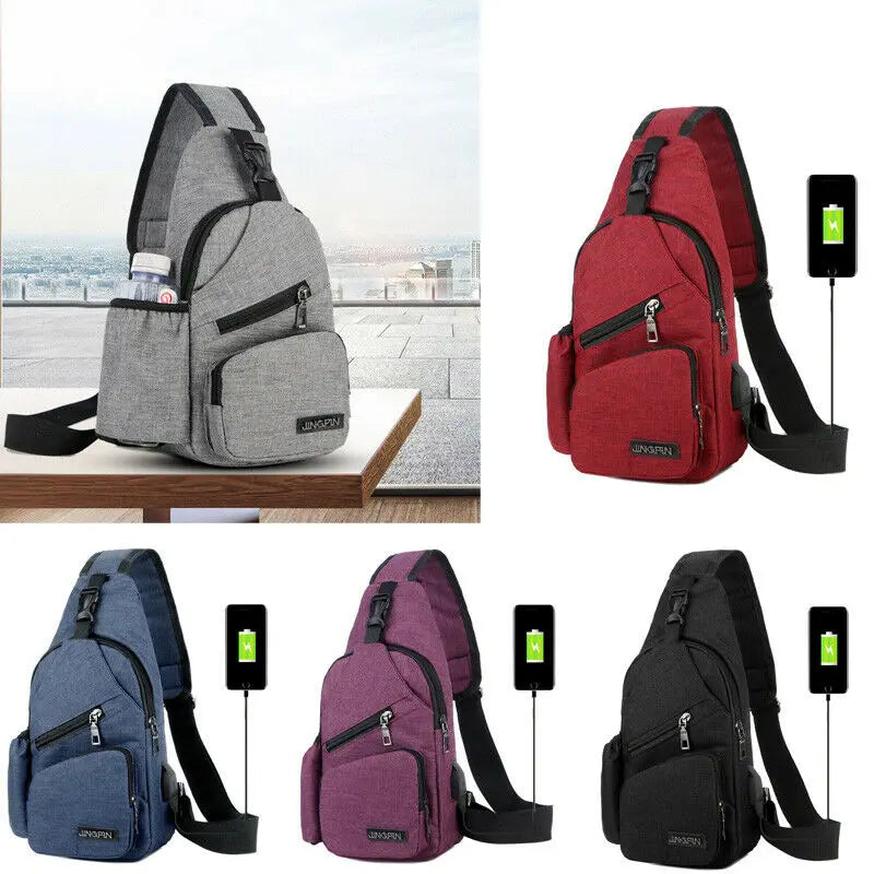 Men Women Shoulder Bag Nylon Sling Bag Chest Pack Crossbody