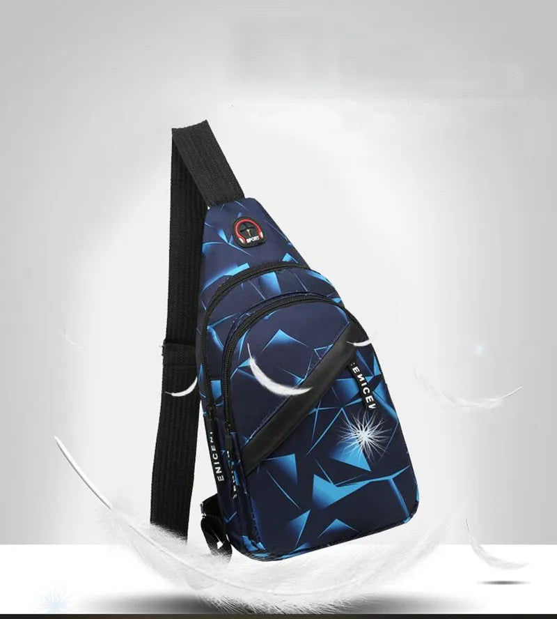 Men Women Shoulder Bag Canvas Sling Crossbody Outdoor Sport Chest Pack