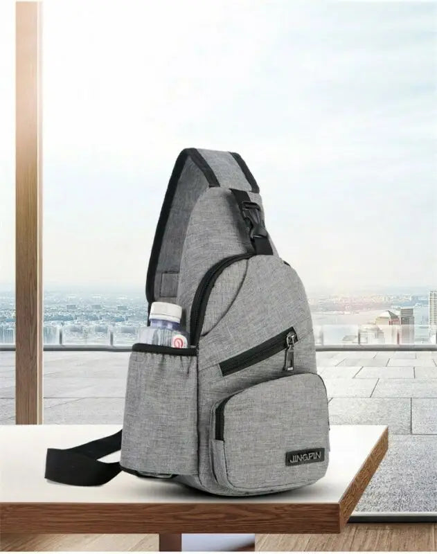 Men Women Sling Chest Pack USB Charging Sports Crossbody Handbag