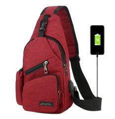 Men Women Sling Chest Pack USB Charging Sports Crossbody Handbag
