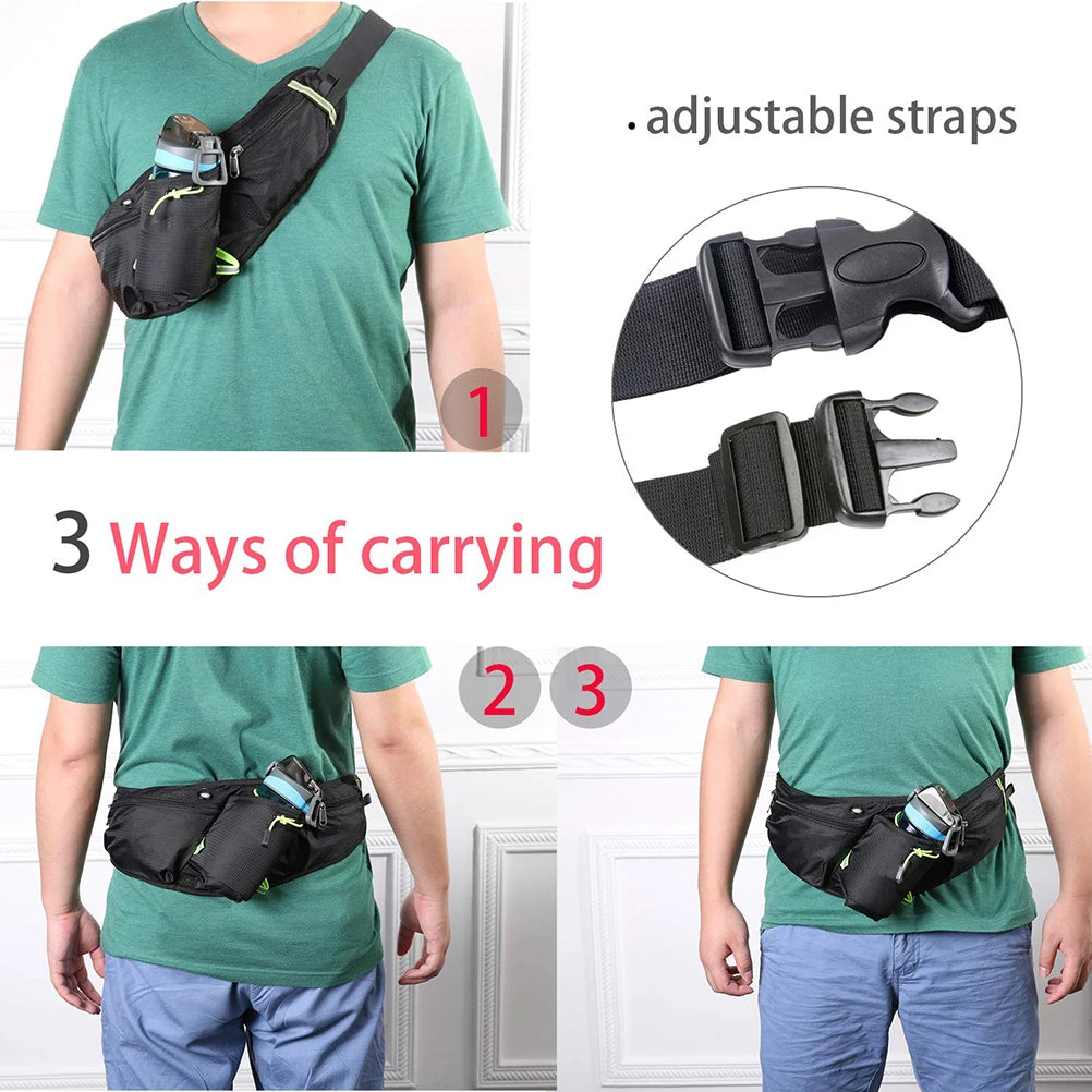 Chest Bag Reflective Stripe Waterproof Waist Bag with Water Bottle Holder