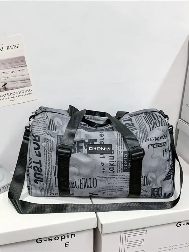 Letter Print Shoulder Crossbody Bag Large Capacity Yoga Handbag