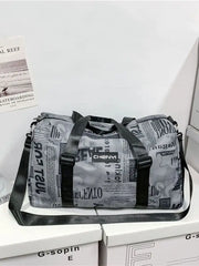 Letter Print Shoulder Crossbody Bag Large Capacity Yoga Handbag