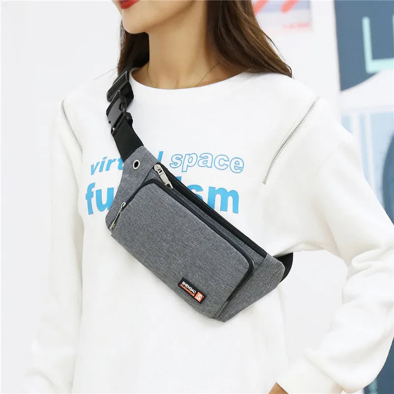 Men Women Waist Bag Pack Purse Casual Large Phone Belt Bag Pouch Canvas
