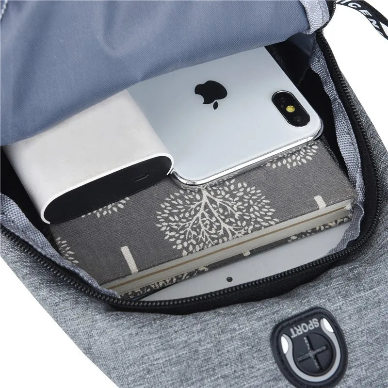 Men Women Canvas Chest Bag Streetwear Fanny Pack Hip Hop Crossbody Bags