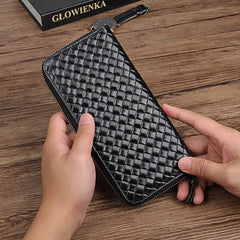Men Women Wallets Leather Top Cow Leather Short money clip Woven Wallet