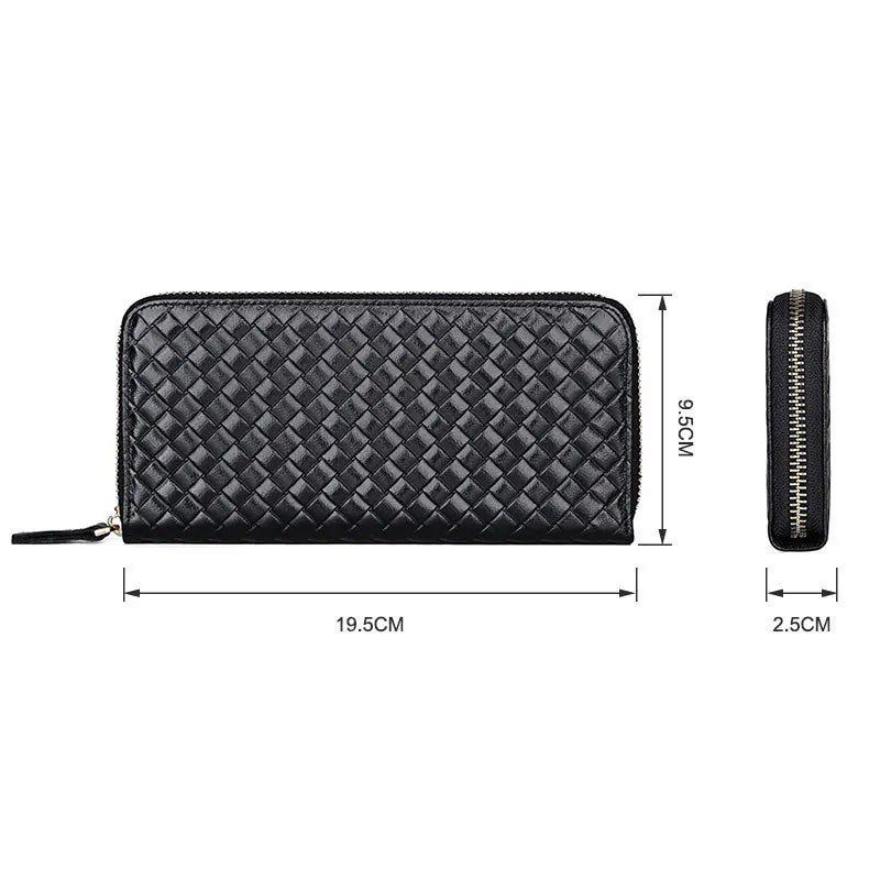 Men Women Wallets Leather Top Cow Leather Short money clip Woven Wallet