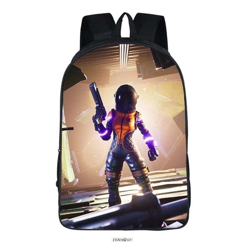 Large Anime Print Canvas School Backpack for Boys