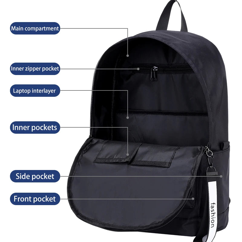 Men's College Laptop Backpack for Teenager Schoolbags Boys