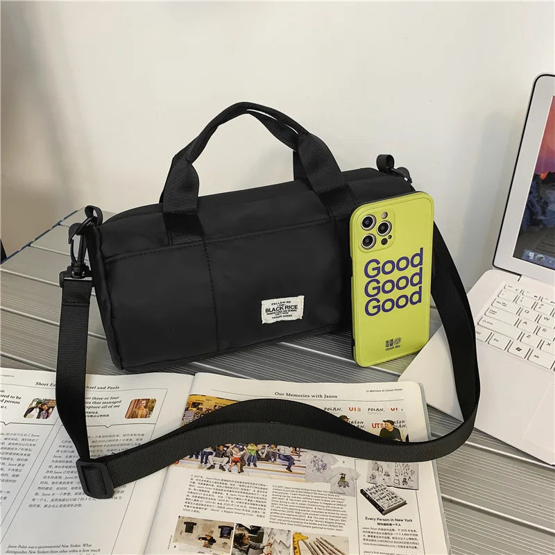 Nylon Cylindrical Handbag for Men and Women