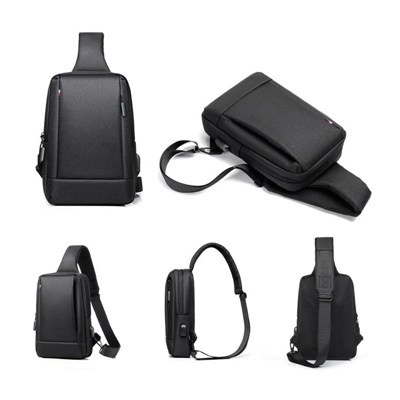 Men's Shoulder Bag USB Charging Anti-Theft Waterproof Crossbody Bag