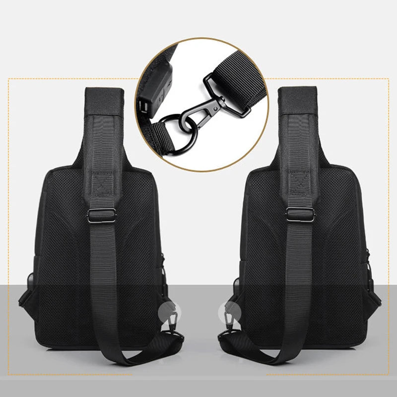 Men's Shoulder Bag USB Charging Anti-Theft Waterproof Crossbody Bag