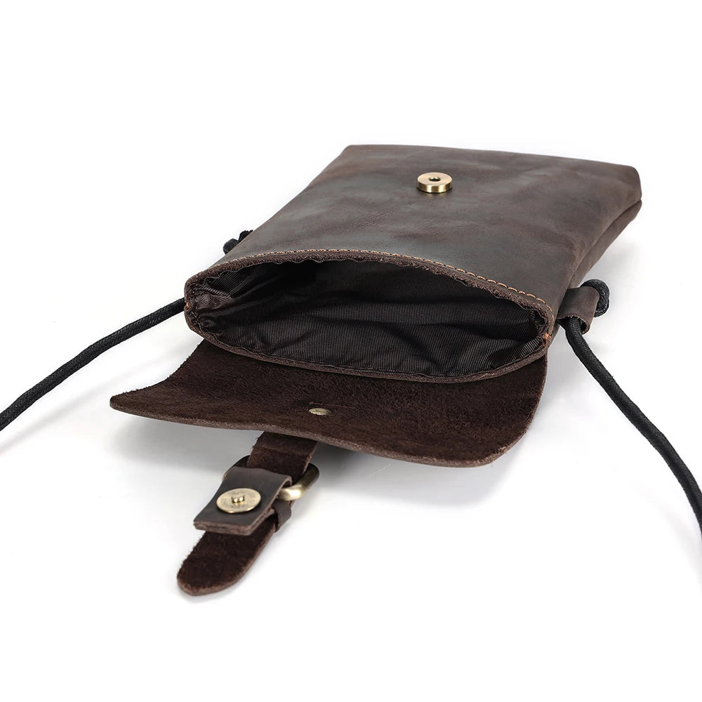 Vintage Crazy Horse Leather Men's Crossbody Bag