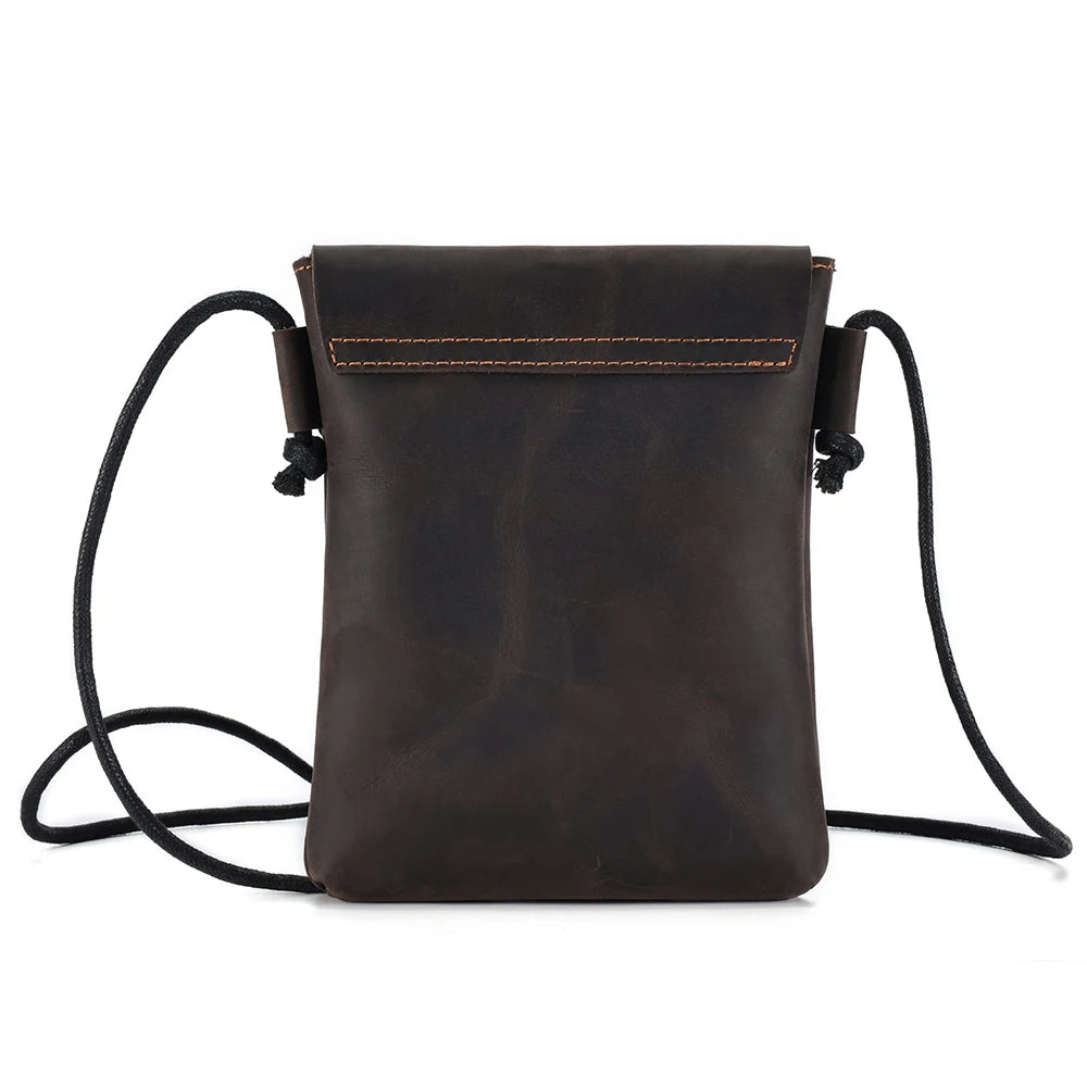 Vintage Crazy Horse Leather Men's Crossbody Bag