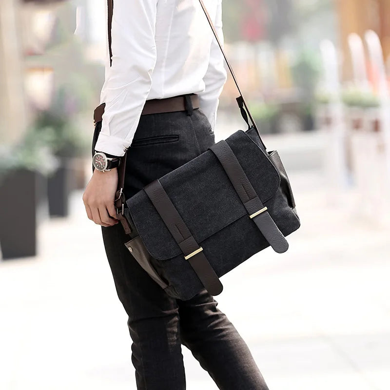 Men's Canvas Messenger Bag Vintage Shoulder Crossbody Laptop Bag