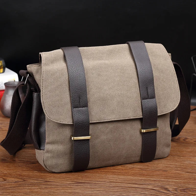 Men's Canvas Messenger Bag Vintage Shoulder Crossbody Laptop Bag