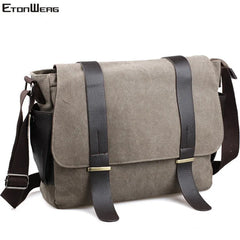 Men's Canvas Messenger Bag Vintage Shoulder Crossbody Laptop Bag