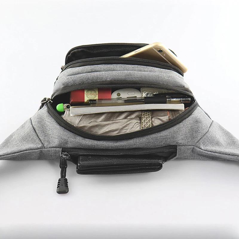Men's Outdoor Waterproof Sports Bag Canvas Waist Crossbody Banana Bag