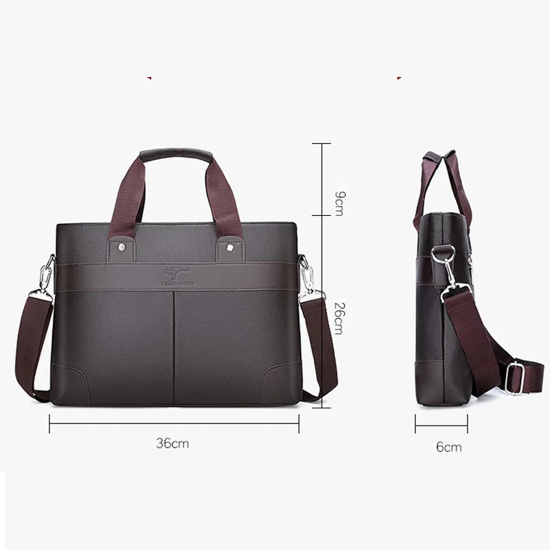 Men's PU Leather Briefcase Business Bag Shoulder Bag Office Handbag