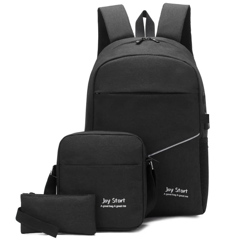 Men's Business Backpack Gray Charging Waterproof Casual Bag Rucksack