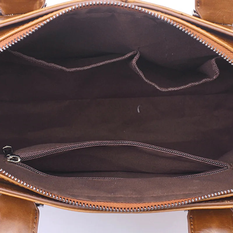 Men's Business Briefcase Laptop Bag Top PU Leather Tote Vintage Shoulder Bag