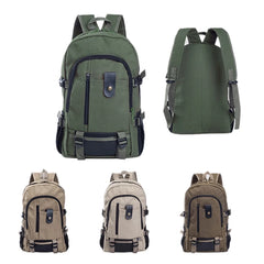 Men's Canvas Backpack Large-capacity Schoolbag Explosion Solid Rucksack