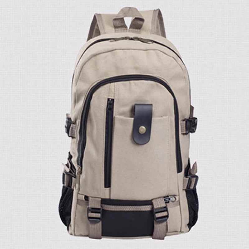 Men's Canvas Backpack Large-capacity Schoolbag Explosion Solid Rucksack
