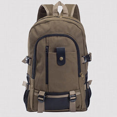 Men's Canvas Backpack Large-capacity Schoolbag Explosion Solid Rucksack
