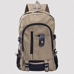 Men's Canvas Backpack Large-capacity Schoolbag Explosion Solid Rucksack