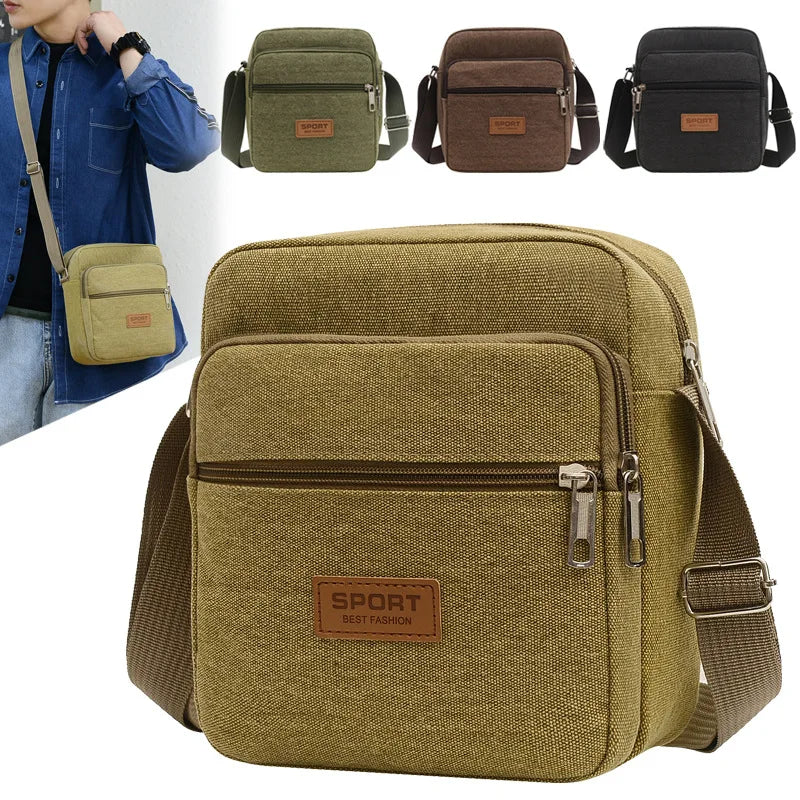 Men's Canvas Shoulder Bag Large Capacity Business Travel Backpack