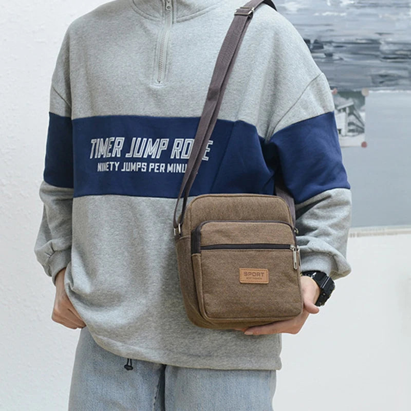 Men's Canvas Shoulder Bag For Business Crossbody Bag Version Male Travel