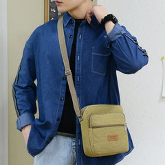Men's Canvas Shoulder Bag Business Crossbody Bag Male Travel Messenger Bag
