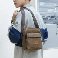 Men's Canvas Shoulder Bag For Business Crossbody Bag Version Male Travel