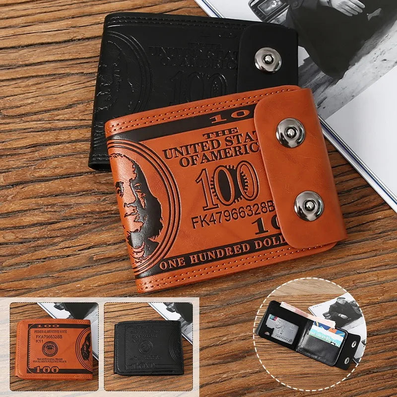 Men's Small Leather Wallet Short Money Bag Vintage Business Handbag