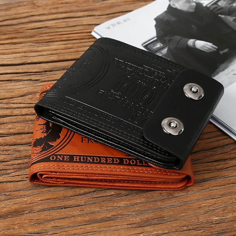 Men's Small Leather Wallet Short Money Bag Vintage Business Handbag