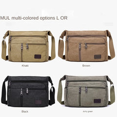 Men's Casual Canvas Bag Large Pockets Durable Tool Bag Shoulder Bag