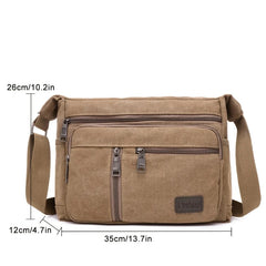 Men's Casual Canvas Bag Large Pockets Durable Tool Bag Shoulder Bag
