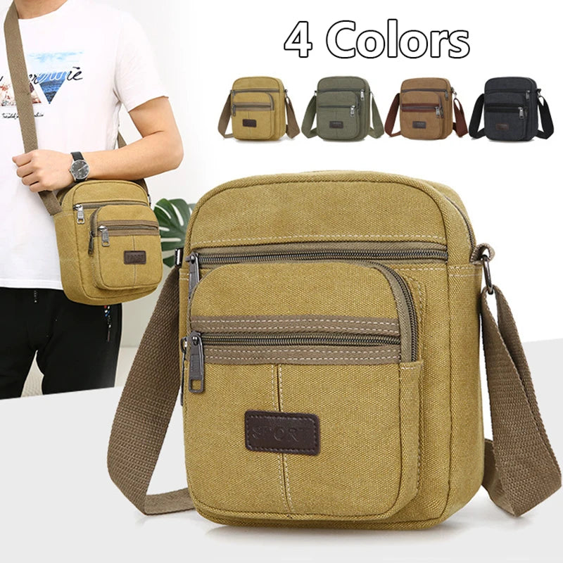 Men's Canvas Shoulder Bag Crossbody Messenger School Pack