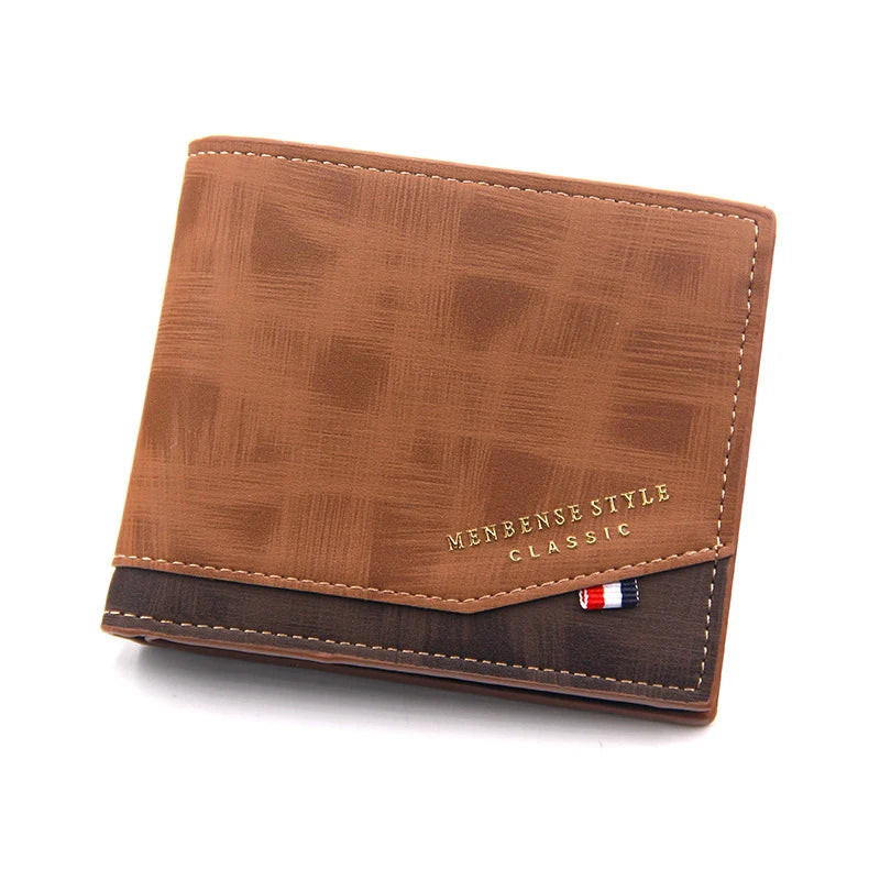 Men's Leather Handbag Short Money Bag Business Wallet Vintage Male Purse