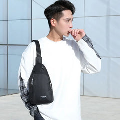 Men's Chest Pack Crossbody Bag Durable Nylon Leather Outdoor Sport
