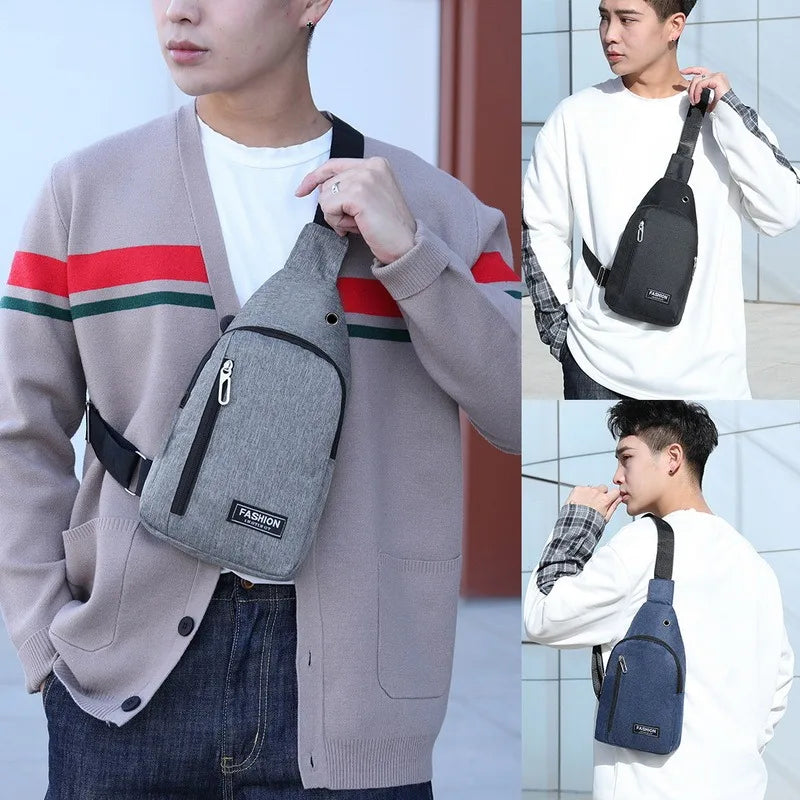 Men's Chest Pack Crossbody Bag Durable Nylon Leather Outdoor Sport