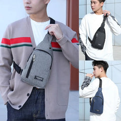 Men's Chest Pack Crossbody Bag Durable Nylon Leather Outdoor Sport