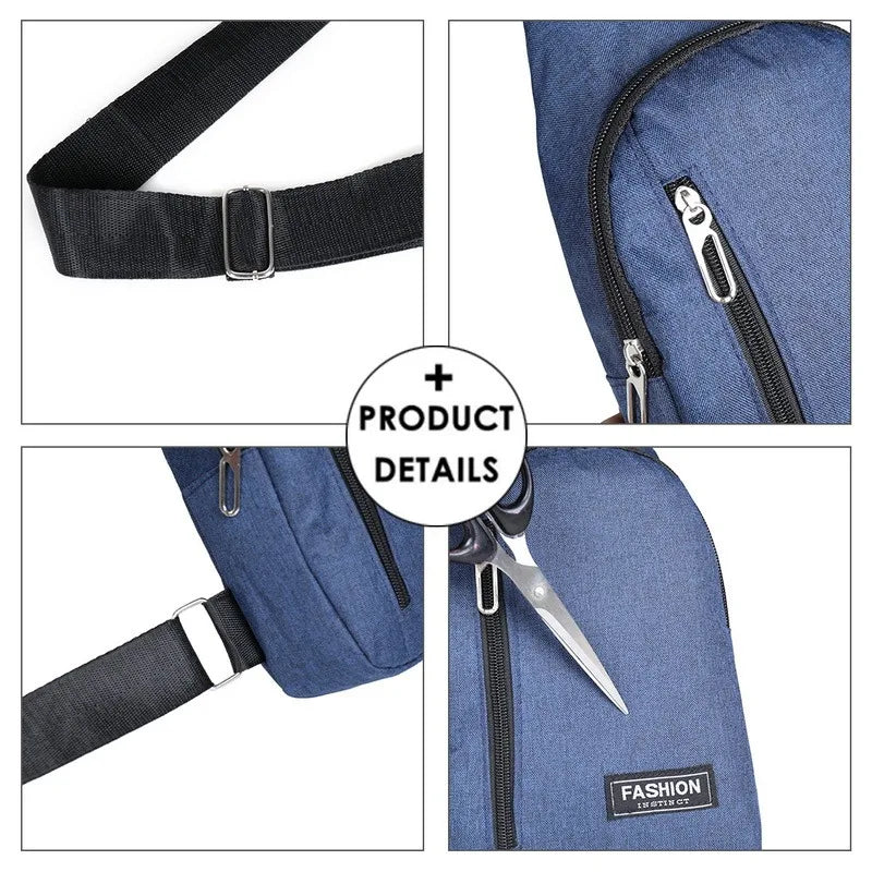 Men's Chest Pack Crossbody Bag Durable Nylon Leather Outdoor Sport