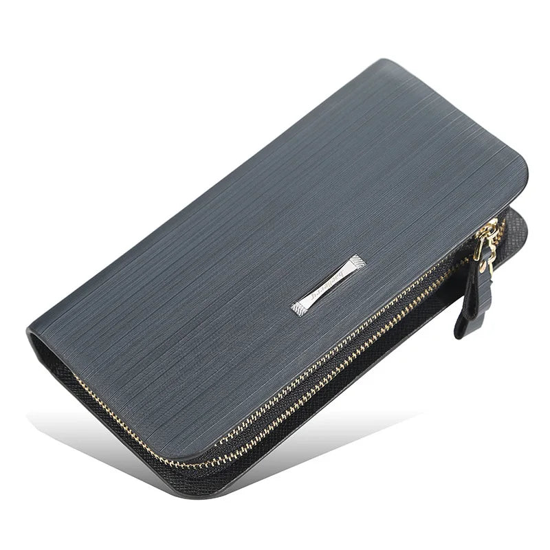 Men's Clutch Wallet Fine Lines Large Capacity Casual Double Zipper Phone Dollar