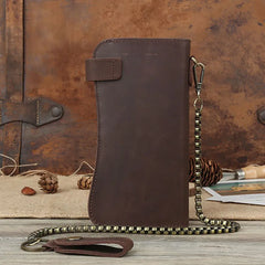 Men's Crazy Horse Leather Wallet Vintage Style Cowhide Handbag Wallet