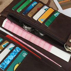 Men's Crazy Horse Leather Wallet Vintage Style Cowhide Handbag Wallet