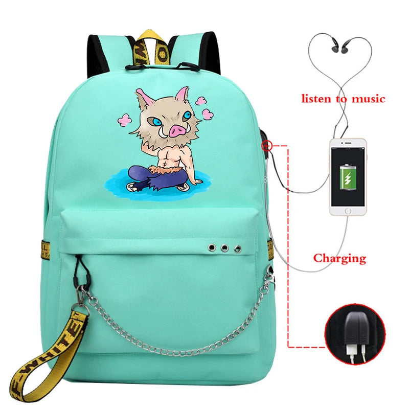 Men's Demon Slayer Anime Bag Multi-functional Teens To School Travel Casual